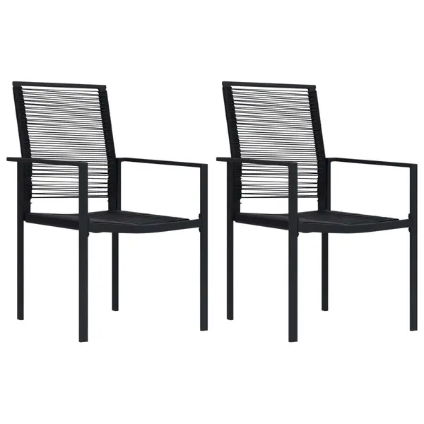 Gossi scaune de gradina, 2 buc., negru, ratan pvc