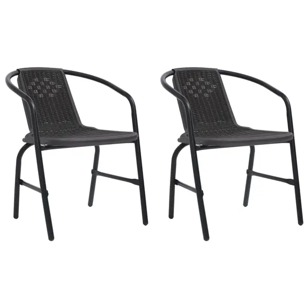 Gossi scaune de gradina, 2 buc., ratan din plastic si otel, 110 kg