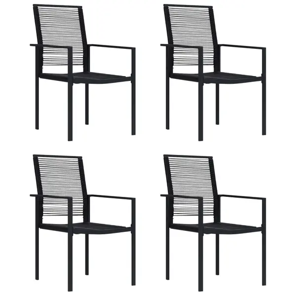 Gossi scaune de gradina, 4 buc., negru, ratan pvc