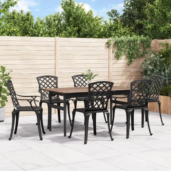 Gossi scaune de gradina, 6 buc., negru, aluminiu turnat