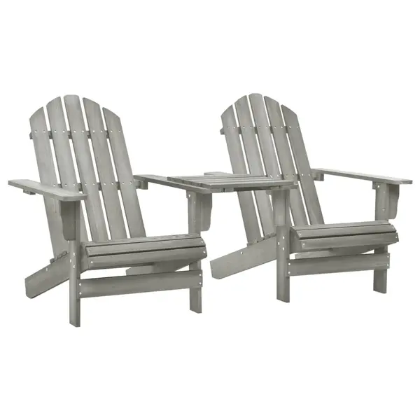 Gossi scaune de gradina adirondack & masa ceai, gri, lemn masiv brad