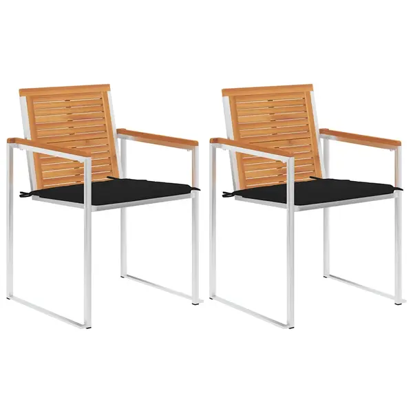 Gossi scaune de gradina cu perne, 2 buc., lemn masiv acacia si otel