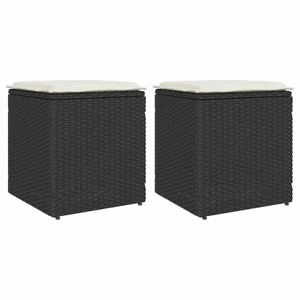 Gossi scaune de gradina cu perne 2 buc negru 40x40x43 cm poly ratan