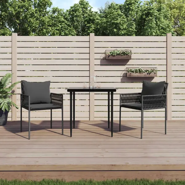Gossi scaune de gradina cu perne 2 buc. negru 54x61x83 cm poliratan