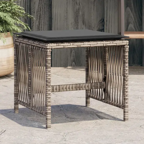 Gossi scaune de gradina cu perne, 4 buc. gri 41x41x36 cm poliratan