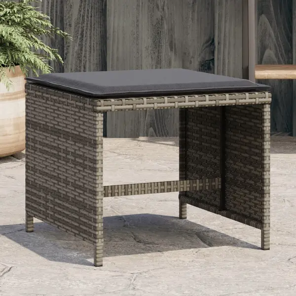 Gossi scaune de gradina cu perne, 4 buc. gri 41x41x36 cm poliratan