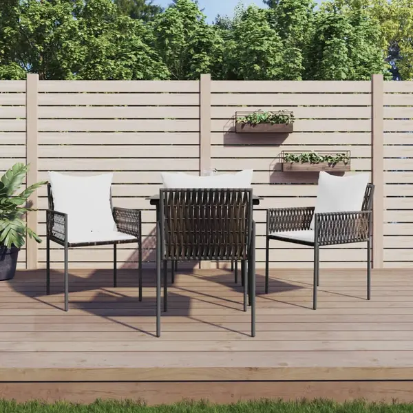 Gossi scaune de gradina cu perne, 4 buc., maro, 54x61x83 cm poliratan