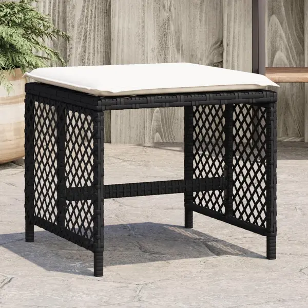 Gossi scaune de gradina cu perne, 4 buc. negru 41x41x36 cm poliratan