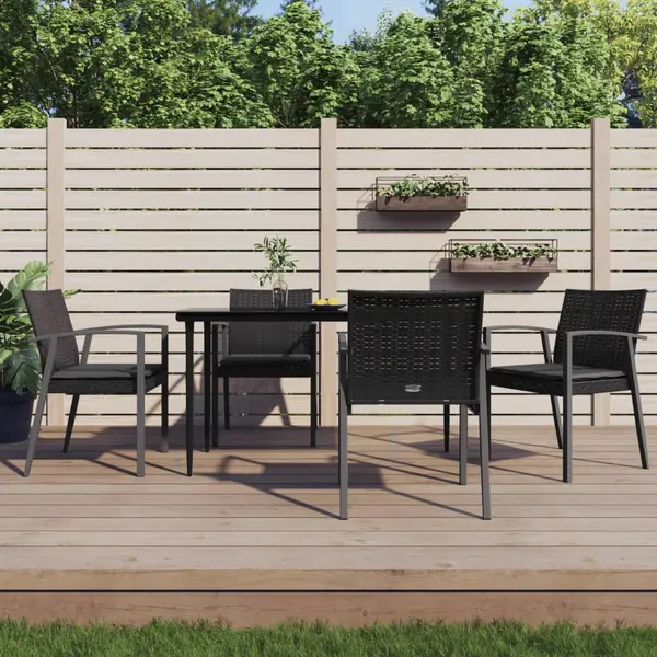 Gossi scaune de gradina cu perne 4 buc. negru 56,5x57x83 cm poliratan