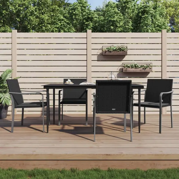 Gossi scaune de gradina cu perne 4 buc. negru 56x59x84 cm poliratan