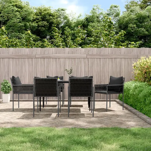 Gossi scaune de gradina cu perne 6 buc. negru 54x61x83 cm poliratan