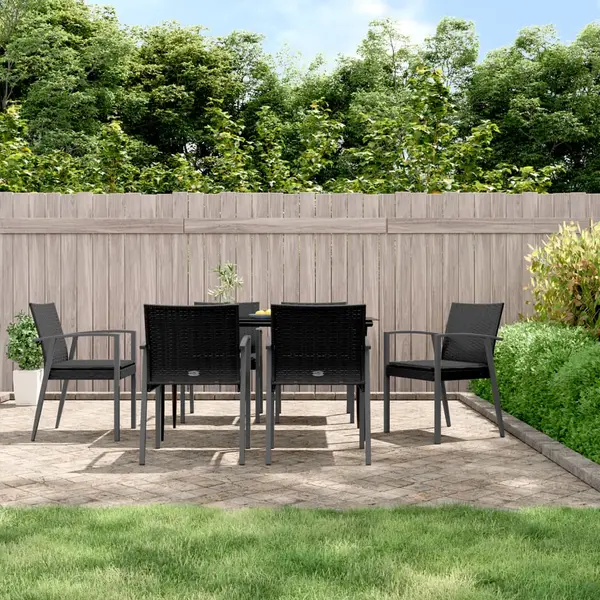 Gossi scaune de gradina cu perne 6 buc. negru 56,5x57x83 cm poliratan