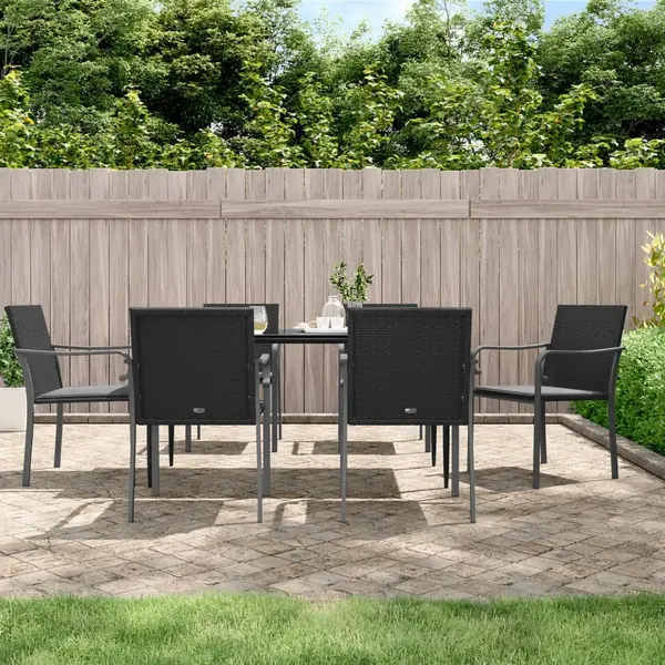 Gossi scaune de gradina cu perne 6 buc. negru 56x59x84 cm poliratan