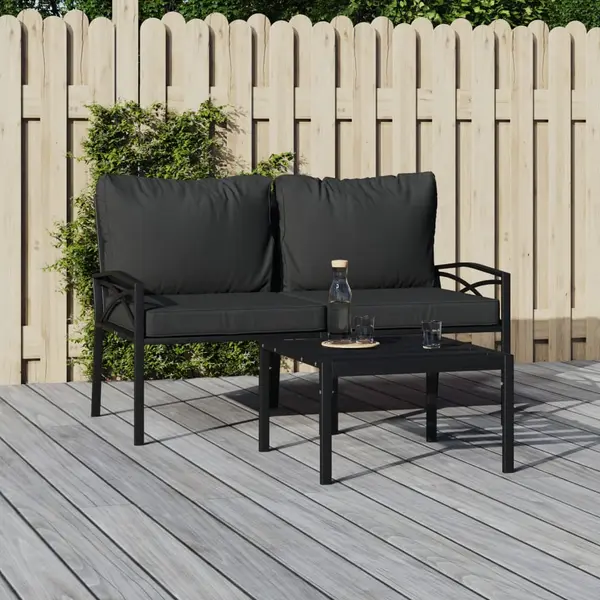 Gossi scaune de gradina cu perne gri, 2 buc., 62x75x79 cm, otel
