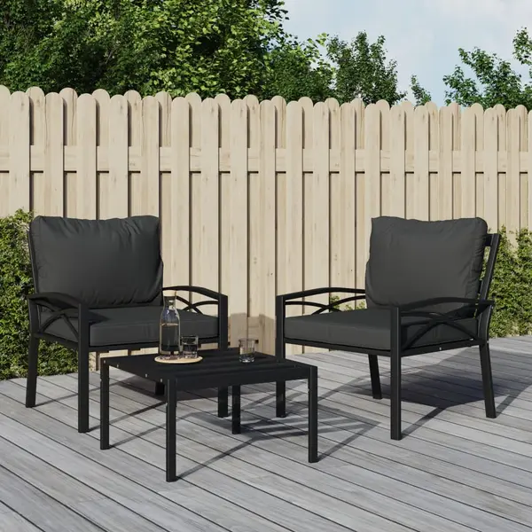 Gossi scaune de gradina cu perne gri, 2 buc., 68x76x79 cm, otel