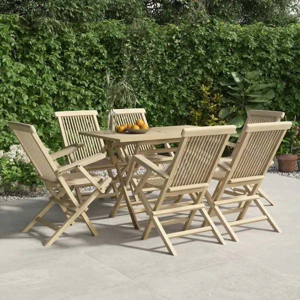 Gossi scaune de gradina pliante 6 buc. gri 56x61x89 cm lemn masiv tec