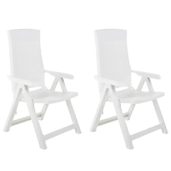 Gossi scaune de gradina rabatabile, 2 buc., alb, plastic