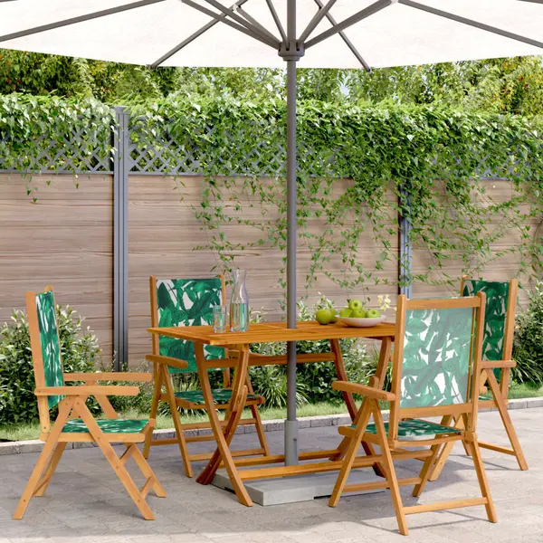Gossi scaune de gradina rabatabile 4 buc., textil verde/lemn masiv