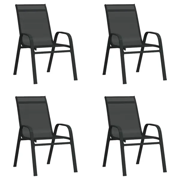 Gossi scaune de gradina stivuibile, 4 buc., negru, textilena