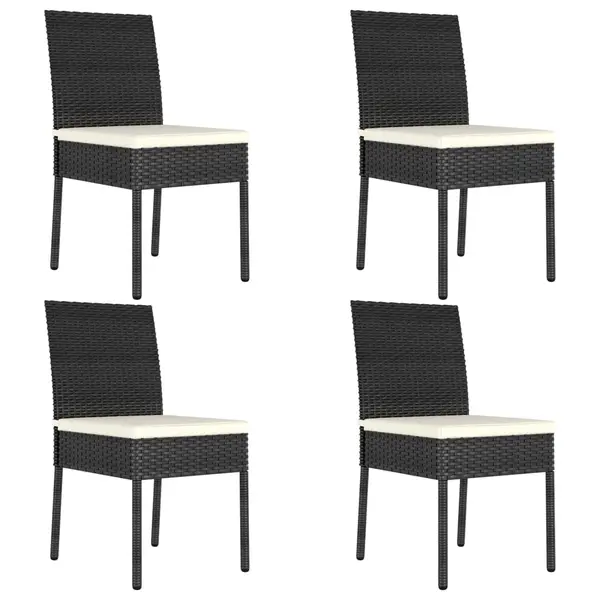 Gossi scaune de masa pentru gradina, 4 buc., negru, poliratan