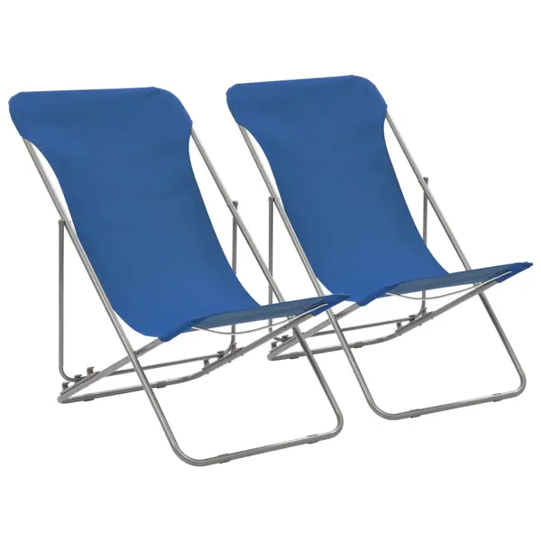 Gossi scaune de plaja pliabile 2 buc. albastru otel & tesatura oxford
