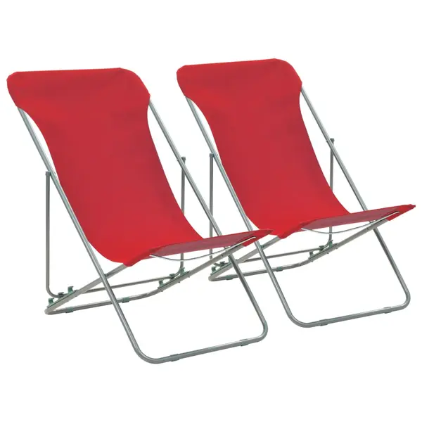 Gossi scaune de plaja pliabile, 2 buc., rosu, otel si tesatura oxford