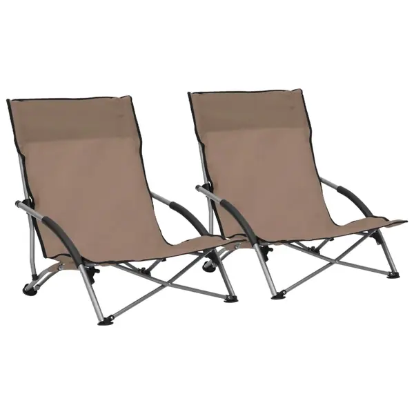 Gossi scaune de plaja pliante, 2 buc., gri taupe, material textil