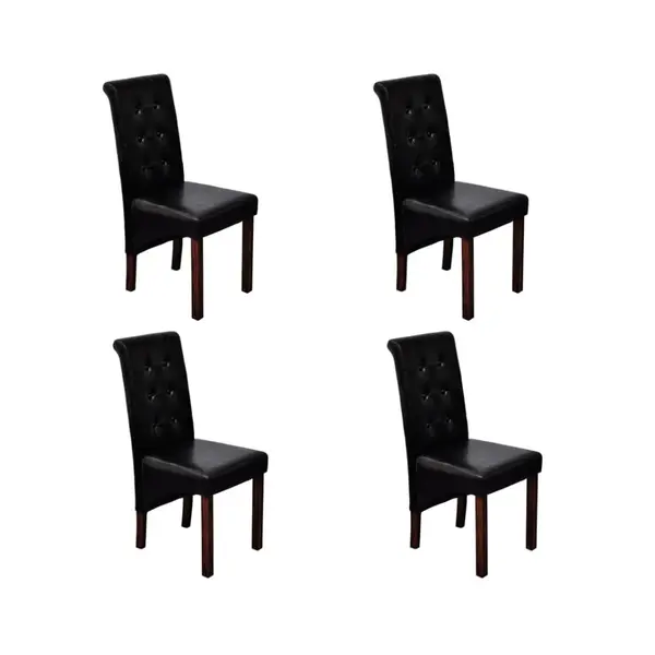 Gossi scaune de sufragerie, 4 buc., negru, piele ecologica