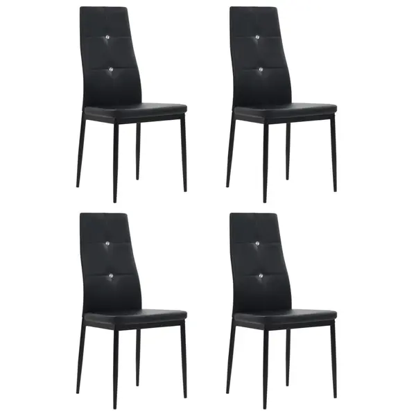 Gossi scaune de sufragerie, 4 buc., negru, piele ecologica