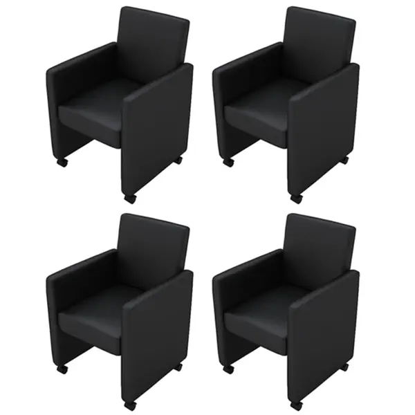 Gossi scaune de sufragerie, 4 buc., negru, piele ecologica