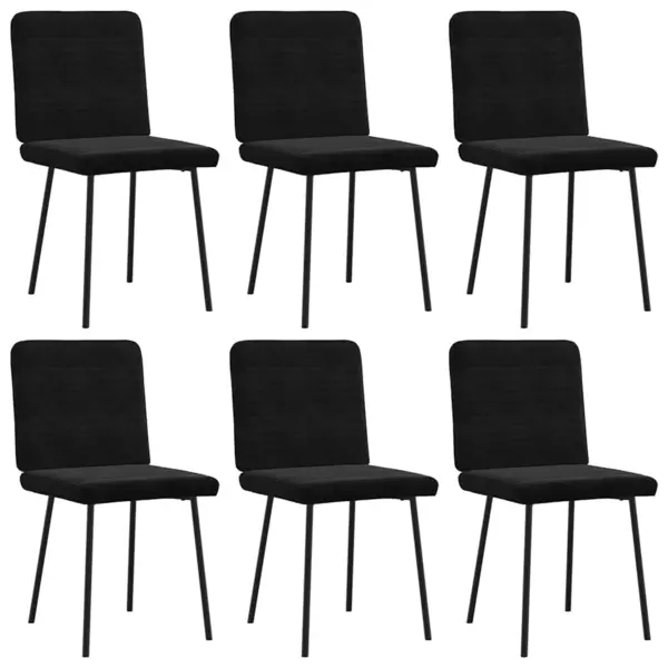 Gossi scaune de sufragerie, 6 buc, negru, catifea