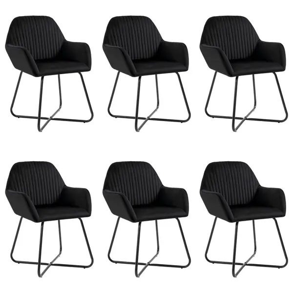 Gossi scaune de sufragerie, 6 buc, negru, catifea