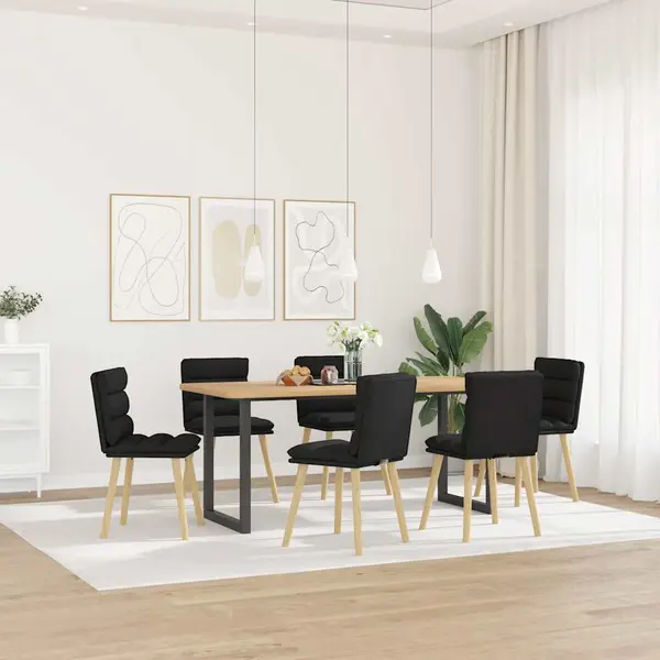 Gossi scaune de sufragerie 6 buc. negru material textil