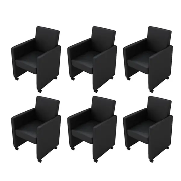 Gossi scaune de sufragerie, 6 buc., negru, piele ecologica