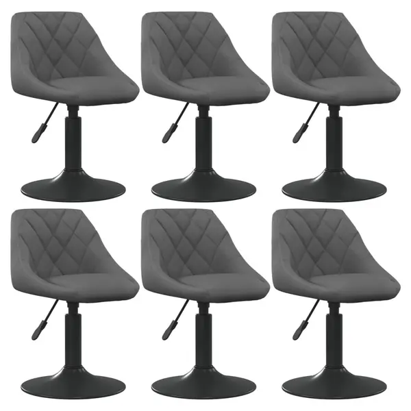 Gossi scaune de sufragerie pivotante, 6 buc, gri inchis, catifea