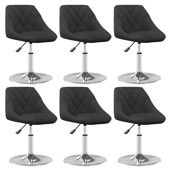 Gossi scaune de sufragerie pivotante 6 buc, negru, catifea
