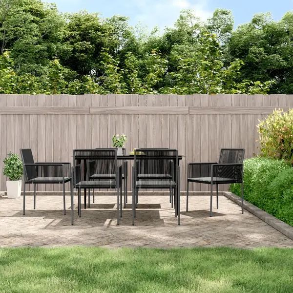 Gossi scaune gradina cu perne 6 buc. negru 54x60,5x83,5 cm poliratan