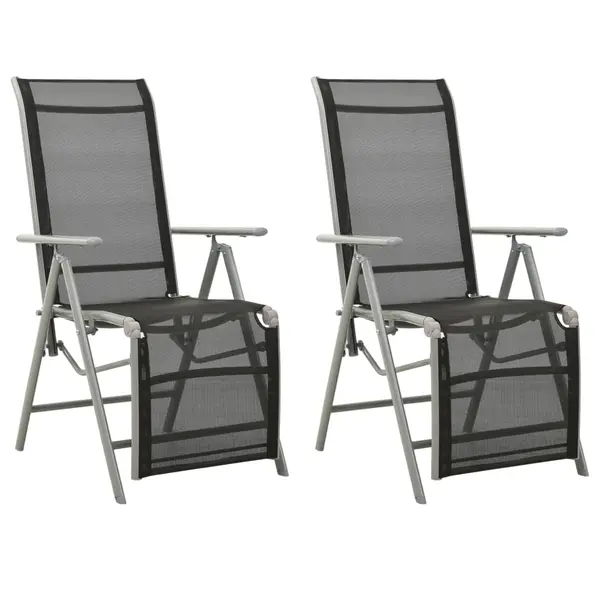 Gossi scaune gradina rabatabile, 2 buc, argintiu, textilena&aluminiu