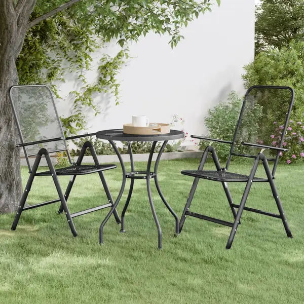 Gossi scaune pliabile de gradina, 2 buc., antracit, plasa de metal