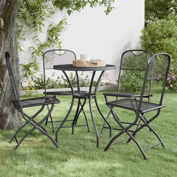 Gossi scaune pliabile de gradina, 4 buc., antracit, plasa de metal