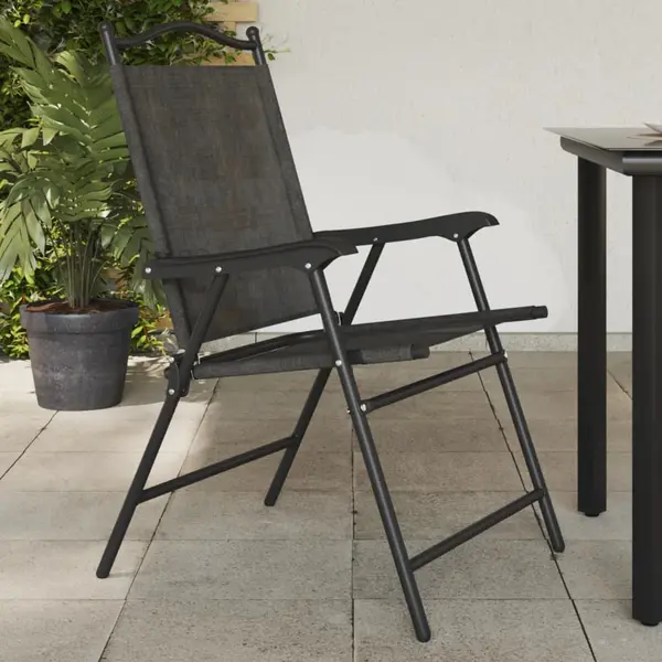 Gossi scaune pliante de gradina, 4 buc., gri melange, otel/textilene