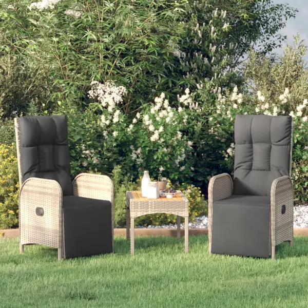 Gossi scaune rabatabile de exterior, cu perne, 2 buc, gri, poliratan