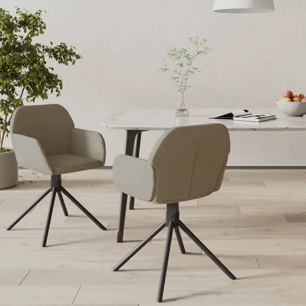 Gossi scaune rotative de bucatarie, 2 buc., gri deschis, catifea