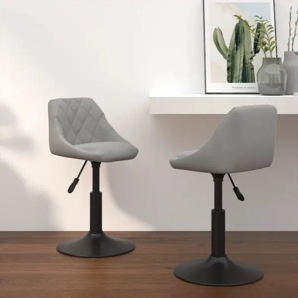 Gossi scaune rotative de bucatarie, 2 buc., gri deschis, catifea