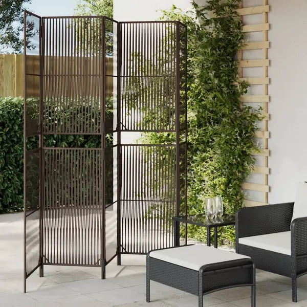 Gossi separator de camera cu 5 panouri, maro, poliratan