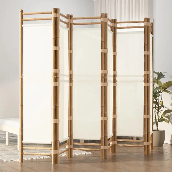 Gossi separator de camera pliabil cu 6 panouri 240 cm bambus si panza