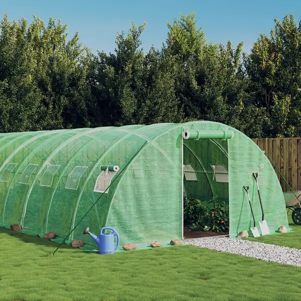 Gossi sera cu cadru din otel, verde, 64 m2, 16x4x2 m