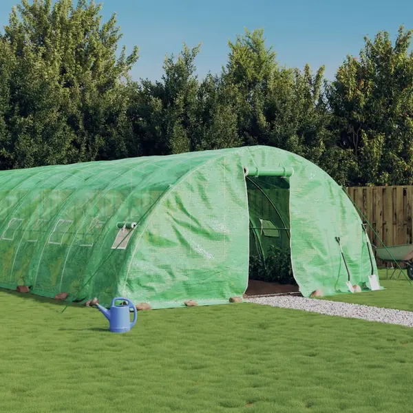 Gossi sera cu cadru din otel, verde, 80 m2, 16x5x2,3 m