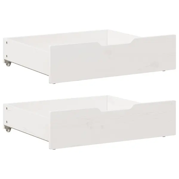 Gossi sertare de pat, 2 buc., 75x55x16 cm, alb, lemn masiv de pin