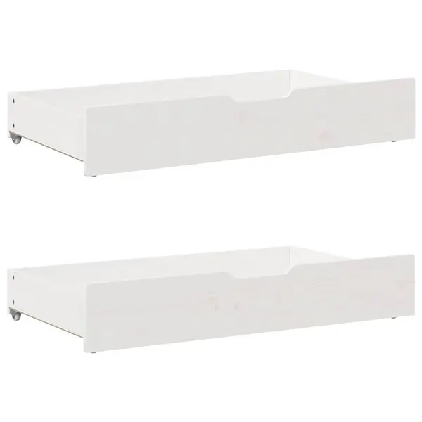Gossi sertare de pat, 2 buc., 95x55x16 cm, alb, lemn masiv de pin